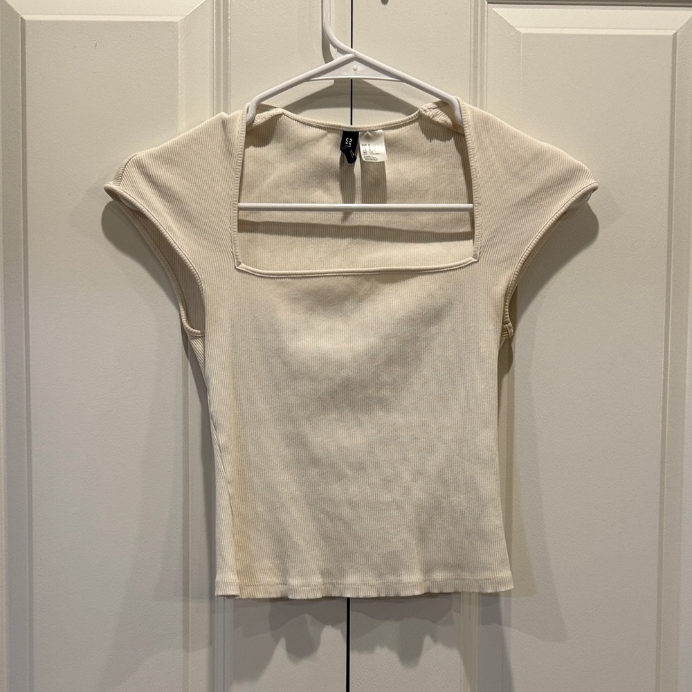 H&M Cream Square Neck Crop Top
